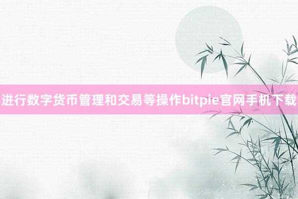 进行数字货币管理和交易等操作bitpie官网手机下载