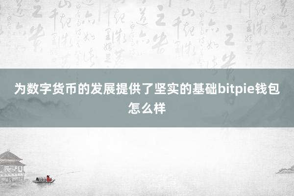 为数字货币的发展提供了坚实的基础bitpie钱包怎么样