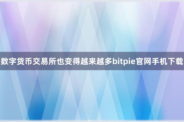 数字货币交易所也变得越来越多bitpie官网手机下载