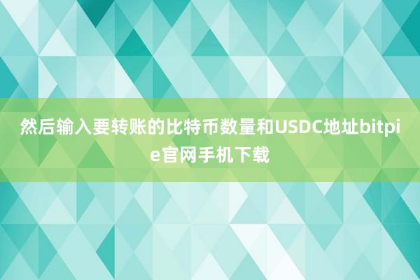 然后输入要转账的比特币数量和USDC地址bitpie官网手机下载