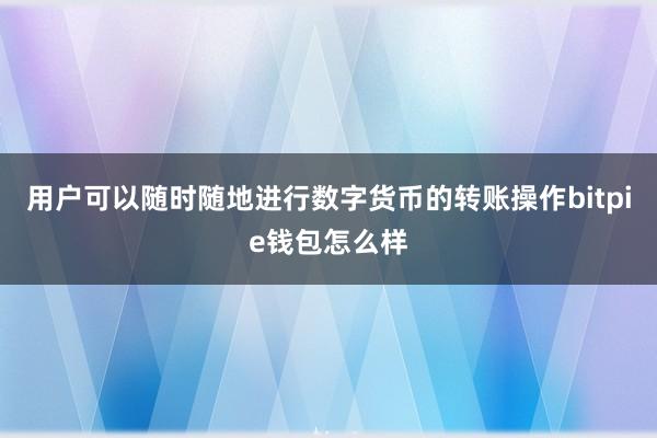 用户可以随时随地进行数字货币的转账操作bitpie钱包怎么样