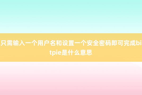 只需输入一个用户名和设置一个安全密码即可完成bitpie是什么意思