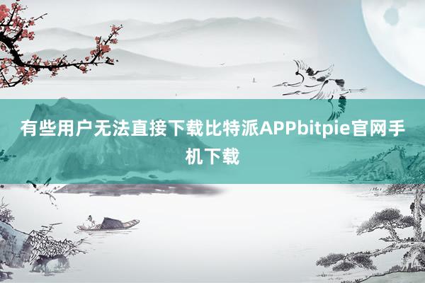 有些用户无法直接下载比特派APPbitpie官网手机下载