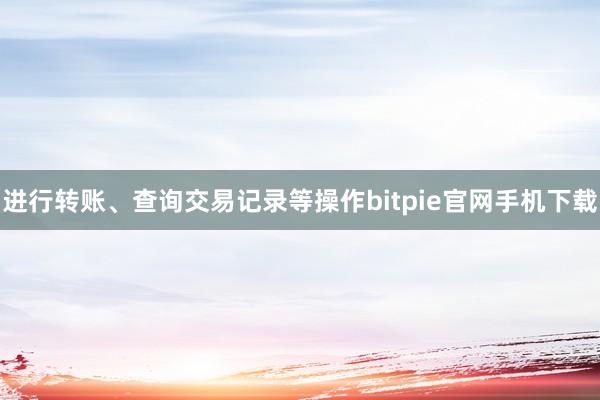 进行转账、查询交易记录等操作bitpie官网手机下载