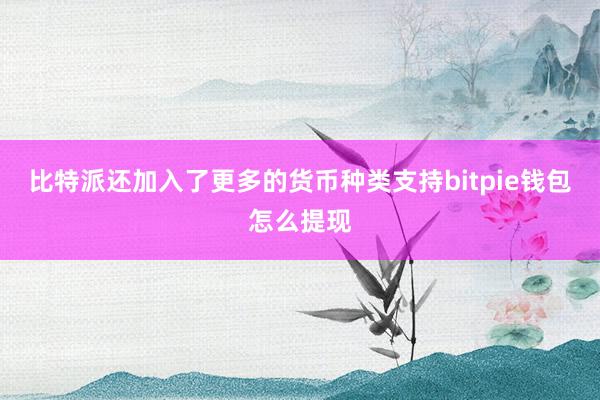 比特派还加入了更多的货币种类支持bitpie钱包怎么提现