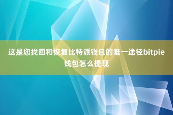 这是您找回和恢复比特派钱包的唯一途径bitpie钱包怎么提现