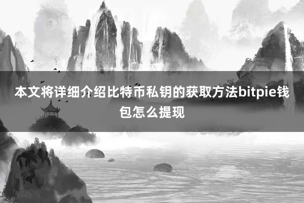 本文将详细介绍比特币私钥的获取方法bitpie钱包怎么提现