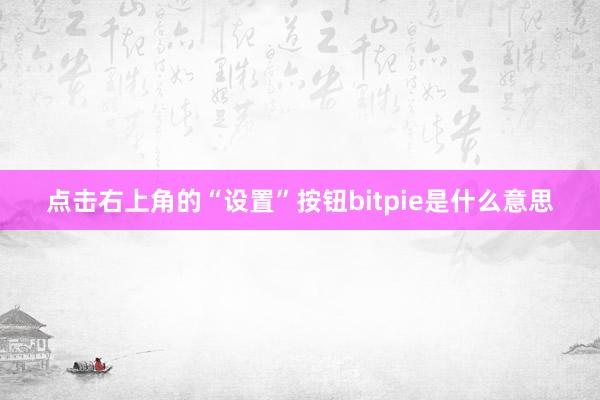 点击右上角的“设置”按钮bitpie是什么意思