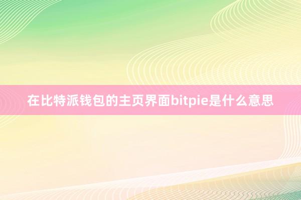 在比特派钱包的主页界面bitpie是什么意思