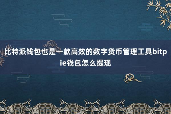 比特派钱包也是一款高效的数字货币管理工具bitpie钱包怎么提现