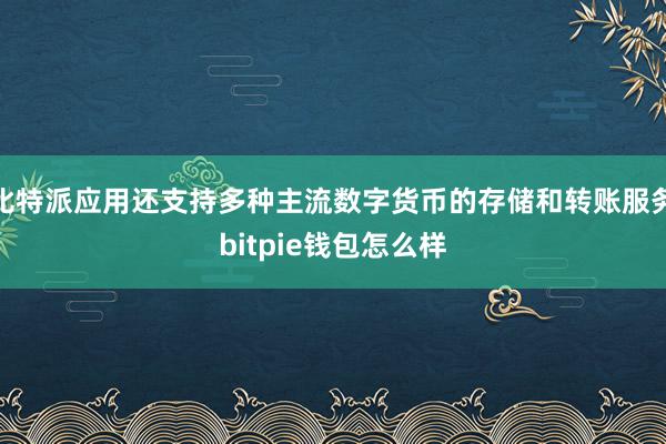 比特派应用还支持多种主流数字货币的存储和转账服务bitpie钱包怎么样