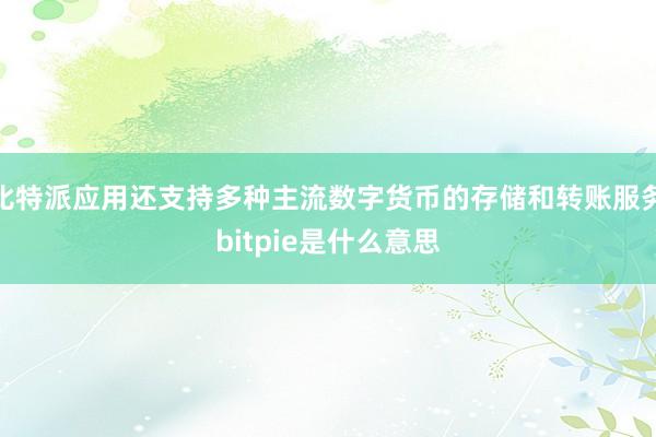 比特派应用还支持多种主流数字货币的存储和转账服务bitpie是什么意思