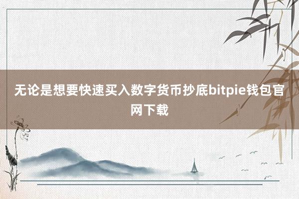 无论是想要快速买入数字货币抄底bitpie钱包官网下载