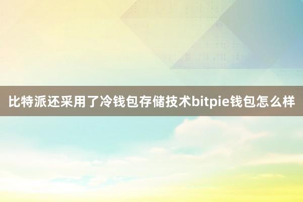 比特派还采用了冷钱包存储技术bitpie钱包怎么样