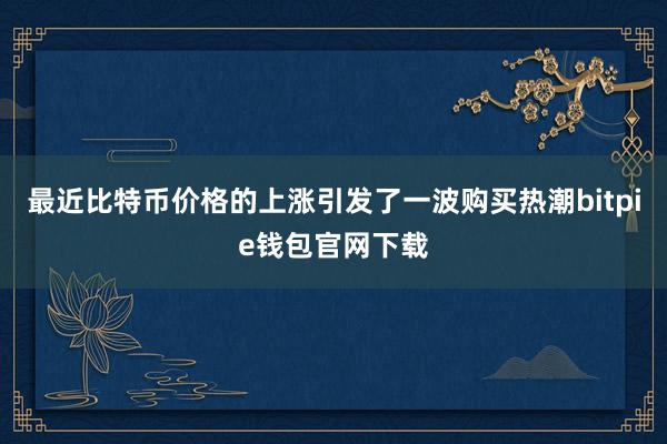 最近比特币价格的上涨引发了一波购买热潮bitpie钱包官网下载