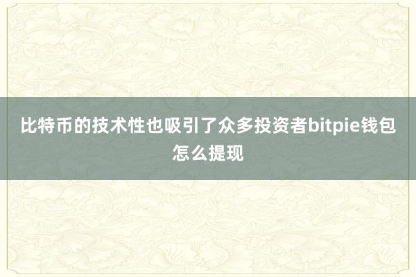 比特币的技术性也吸引了众多投资者bitpie钱包怎么提现