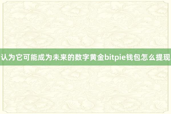 认为它可能成为未来的数字黄金bitpie钱包怎么提现