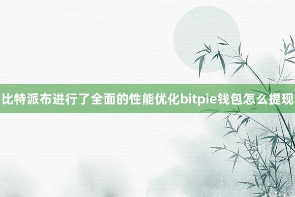 比特派布进行了全面的性能优化bitpie钱包怎么提现