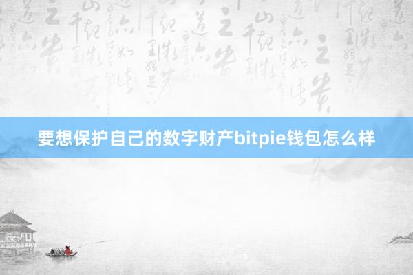 要想保护自己的数字财产bitpie钱包怎么样