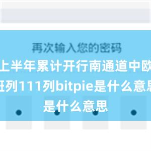 上半年累计开行南通道中欧班列111列bitpie是什么意思