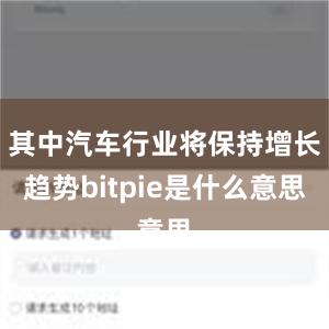 其中汽车行业将保持增长趋势bitpie是什么意思