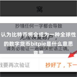 认为比特币将会成为一种全球性的数字货币bitpie是什么意思